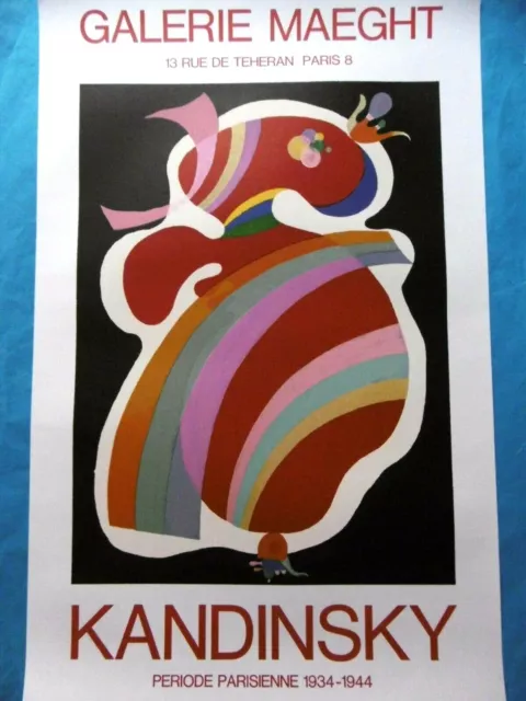 KANDINSKY Affiche originale lithographie FORME ROUGE Bauhaus art red form 1969