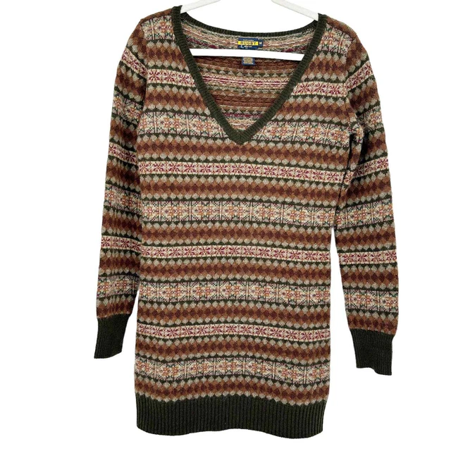 Ralph Lauren Rugby Womens Nordic Fair Isle Wool Alpaca Knit Sweater Dress Size M