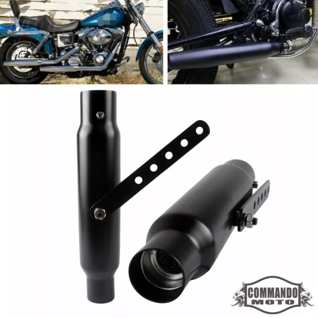 2x Black Shorty 12" Exhaust Pipes Mufflers For Harley Cafe Racer Chopper Bobber