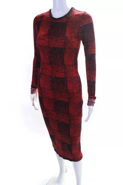 Derek Lam 10 Crosby Womens Red Printed Crew Neck Long Sleeve Maxi Skirt Size S 2