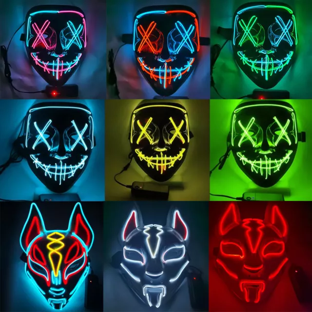 Halloween Partys LED Maske Purge gruseliges Cosplay-Kostüm Vollgesichtsmaske