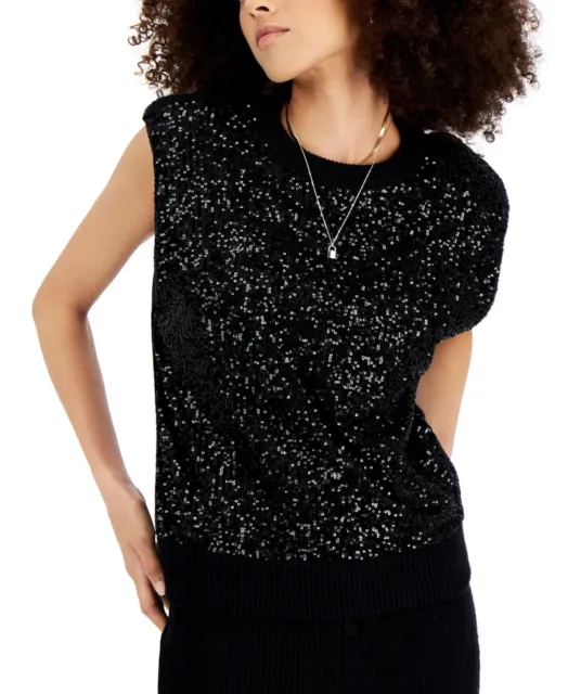 $80 Inc International Concepts Womens Sequined Sleeveless Knit Top Size Medium