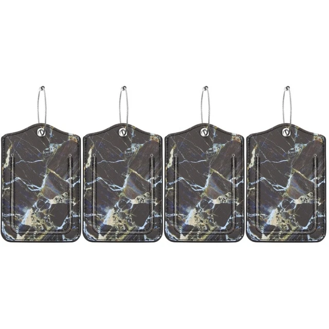 Vividwise Etichette Per Bagagli In Vera Pelle, 3 Pezzi, Con Copertura Privacy E Fibbia Regolabile - Accessori Da Viaggio (Nero)