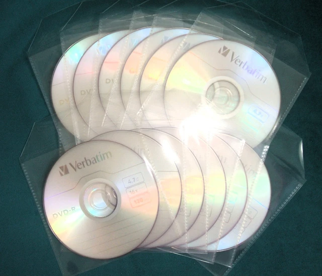 12 VERBATIM BLANK DVD-R 4.7GB 16X Speed 120 Mins DVD Discs With Sleeves ...