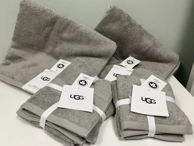 UGG MARTIS Bath Hand Wash Towel 8 PC Set Rose Cloud Orange 100% ORGANIC  Cotton