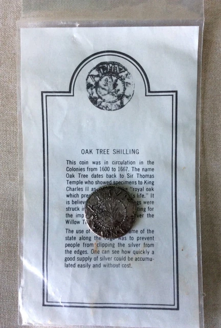 Reproduction Oak Tree Shilling coin Early American British Colony copy souvenir