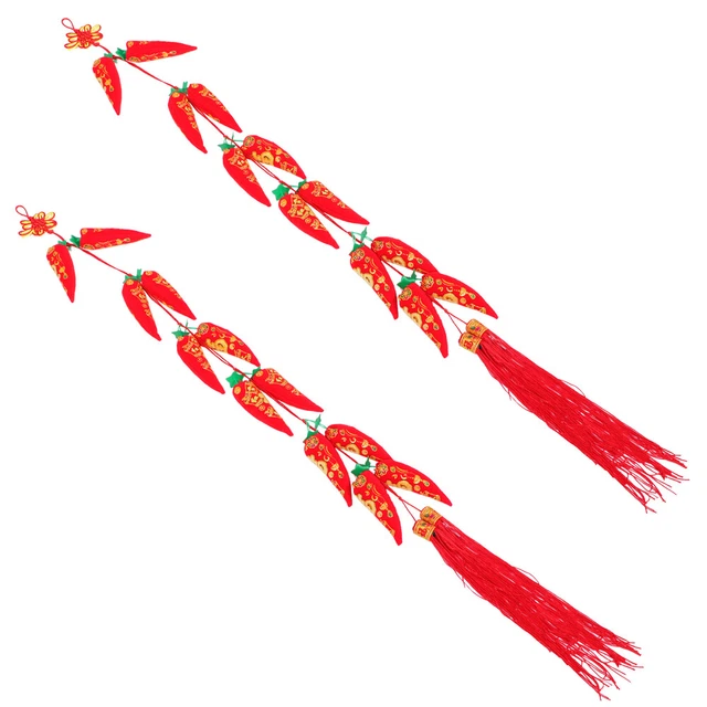 2 colgantes de tela rojo chile para decoración del festival de primavera