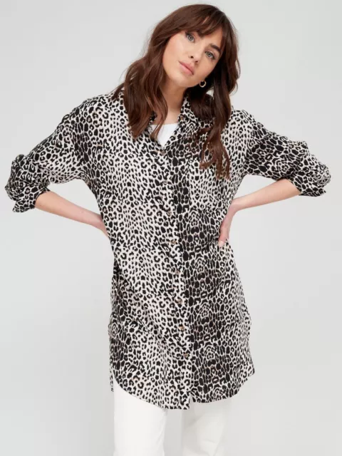 Womens Longline Shirt - Leopard Print. UK 14.