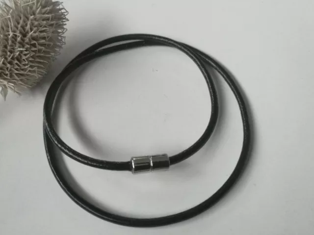 45 cm Unisex Lederkette Kette Band 3 mm schwarz mit Magnetverschluss