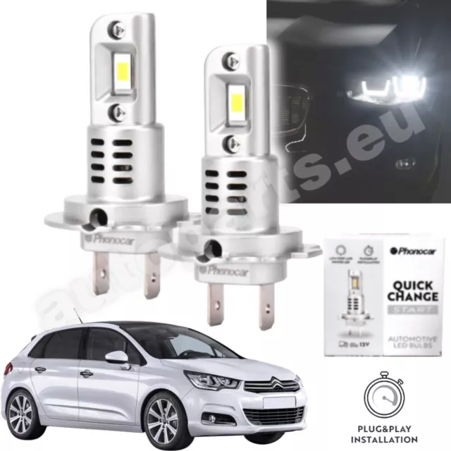 Paire Lampes À LED H7/H18 Remplacement pour Voiture Blanc Puro Citroen C4 Du