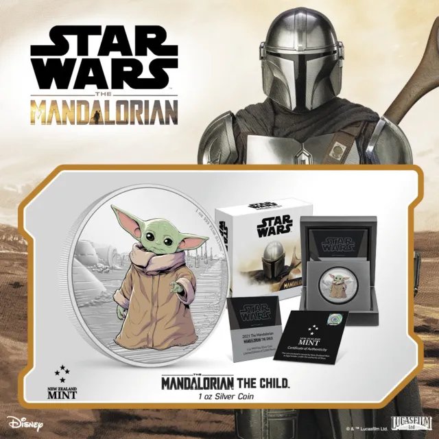2021 Niue Star Wars Mandalorian The Child 1 Oz Colorized Silver Coin
