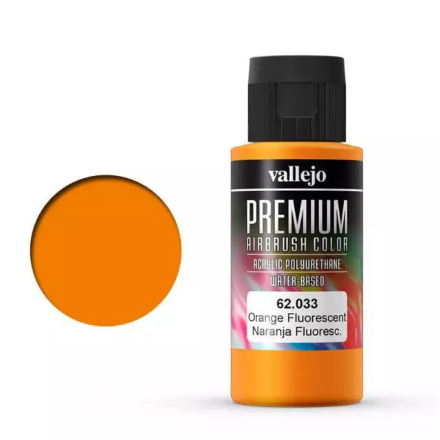 Vallejo 62033 Premium Colour Fluorescent Orange 60 Ml Acrylic Airbrush Paint