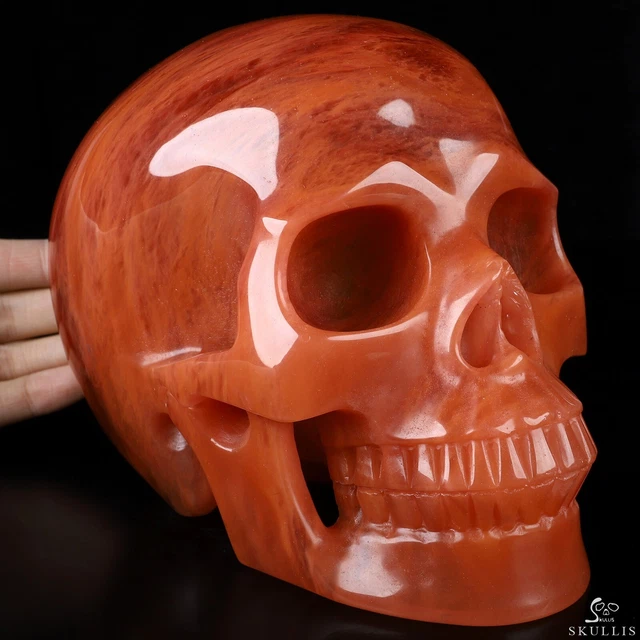 Lifesized 6.8" Smelted Quartz Hand Carved Crystal Skull, Realistic, Healing Lifesized 6.8" Smelted Quartz Hand Carved Crystal Skull, Realistic, Healing