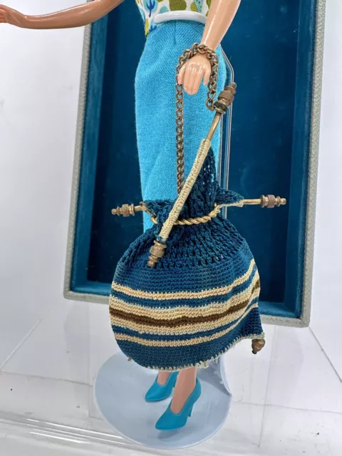 Antiker alter Puppen Perlenbeutel Biedermeier Perlentasche für Barbie ca 1890