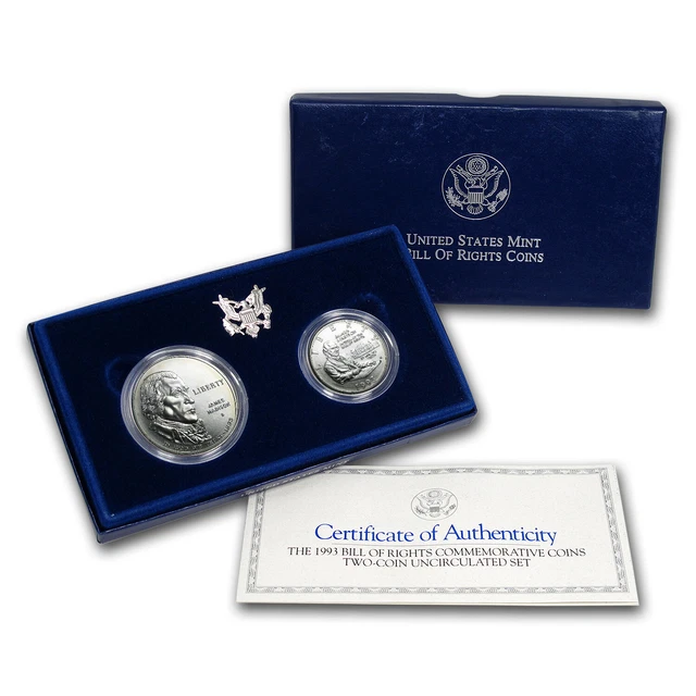 1993 2-Coin Bill of Rights Set BU (w/Box & COA) - SKU #7135