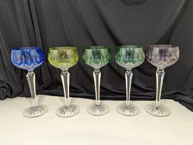5 verres en cristal de lorraine roemer saint louis baccarat 19.5cm