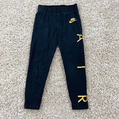 nike air youth girls size small 4-5 years old black leggings gold logo