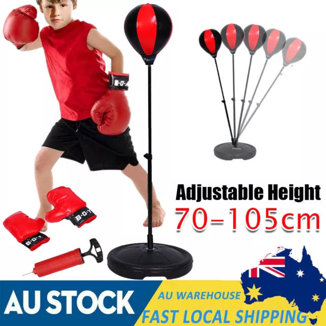 Kids Punching Ball Bag Speed Boxing Sports Set Adjustable Height + Gloves AU