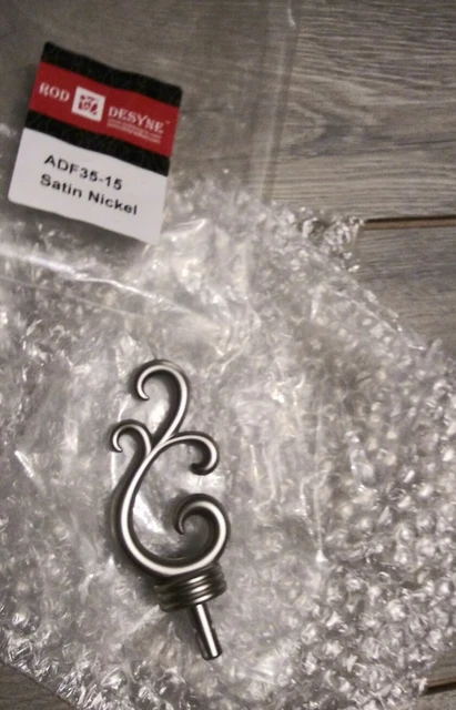 Rod Desyne Nice Pair of Satin Nickle Finial Curtain Rod Ends fast shipping