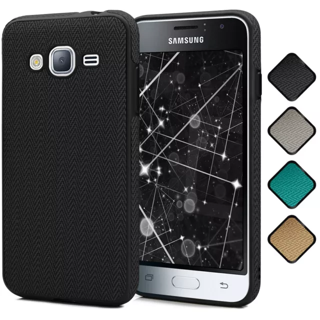 Back Cover für Samsung Galaxy J3 2016 Silikon Case TPU Textil Look Schutz Hülle