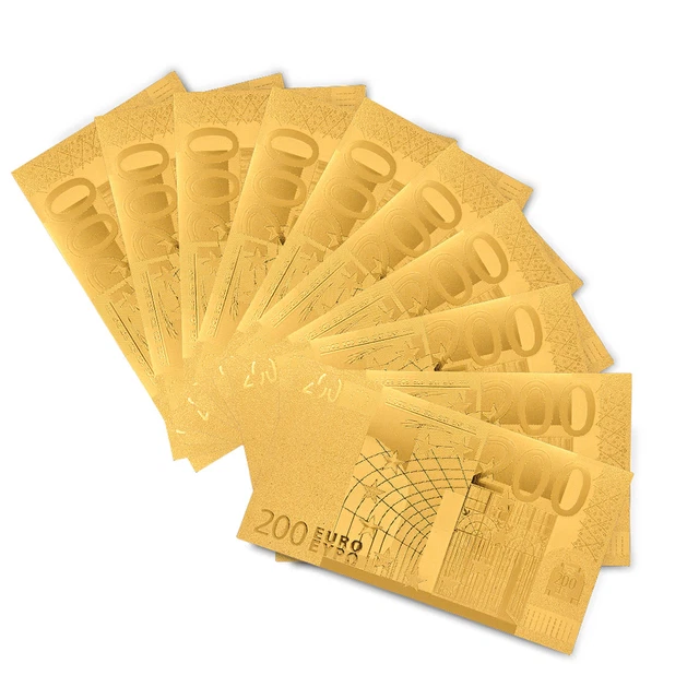 10PCS Gold Foil Leaf Bill Pure Gold Set Euro 200 Gold Banknote Nice Decor 10PCS Gold Foil Leaf Bill Pure Gold Set Euro 200 Gold Banknote Nice Decor