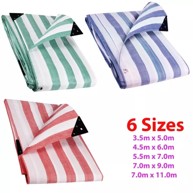 Striped Tarpaulin Medium Heavy Duty Waterproof Market Stall Cover Tarp Sheet