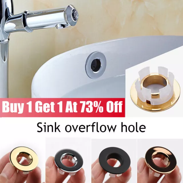 Basin Sink Overflow Cover Kitchen Bathroom Hole Trim Ring Insert Replacement Cap