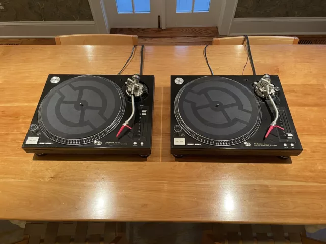 Pair of Technics SL-1210 M5G with Ortofon Cartridges, Slipmats and Dust Covers