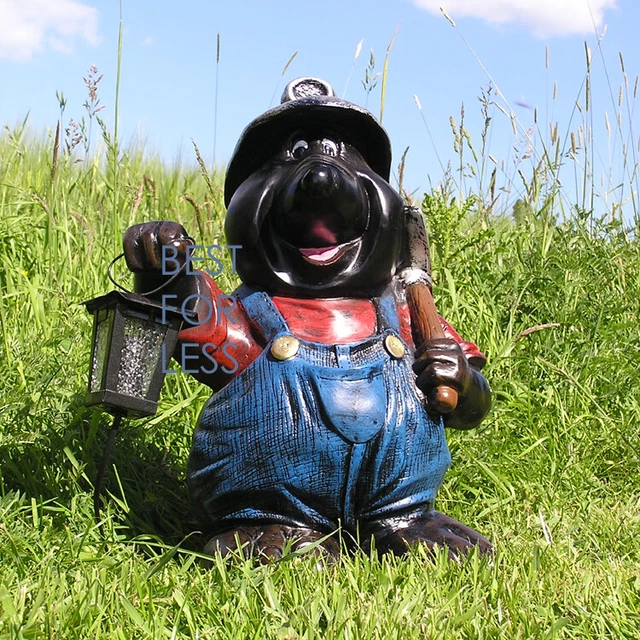 MAULWURF MIT LATERNE Gartenfigur Statue Skulptur Figur Garten Deko