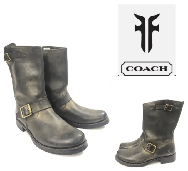 FRYE/COACH Sz 9 Antique Finish Leather Engineer Boots