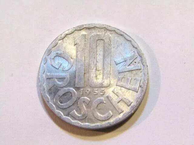 Austria 1955 10 Groschen Coin