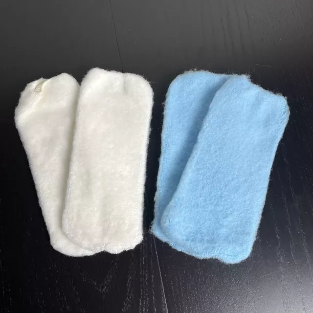 Vintage 80s Womens Brushed Orlon Acrylic Booties Socks, 2 Pair Blue & White