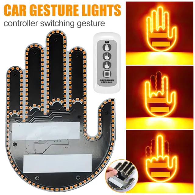 Funny Middle Finger Gesture Light W/ Remote, Middle Finger Car