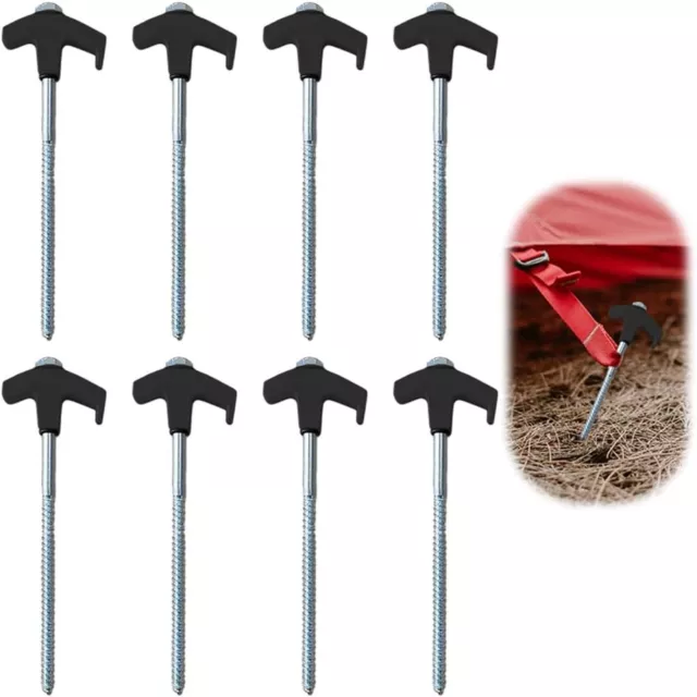 4 PCS 8" Screw In Tent Stakes Ground Screw In Drillable Tent Stakes Heavy Duty