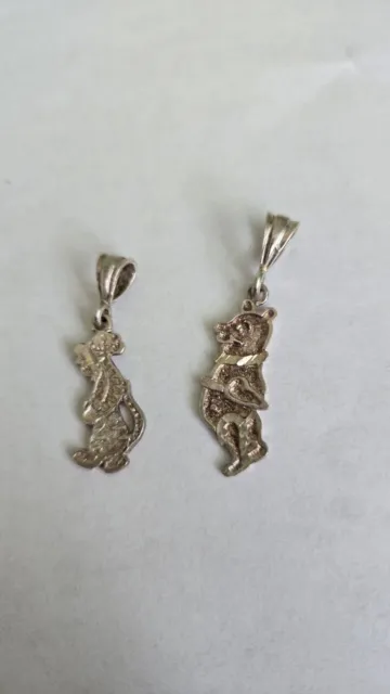 Vintage Winnie the Pooh and Tigger 925 Sterling Silver Pendant Charms Laser Cut