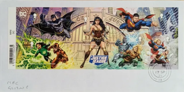 GB 2021 Commemorative VFU DC Collection "Justice League" Mini Sheet on Envelope