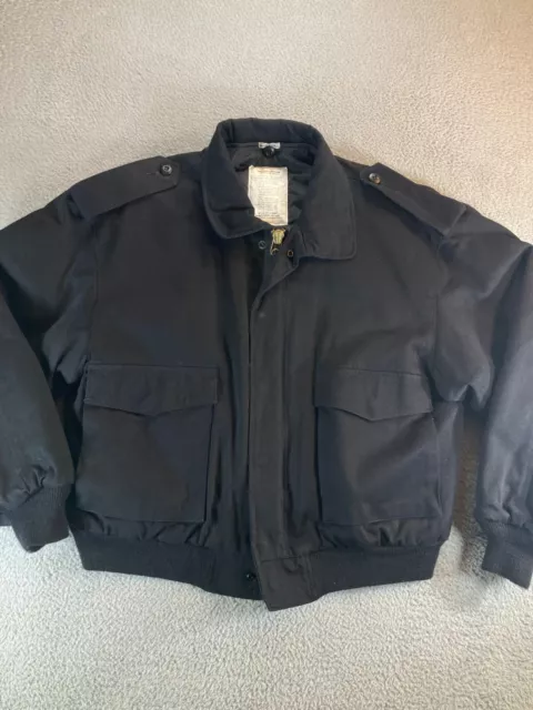 Military Jacket Mens Large Black Flight Bomber Pilot M- 90  Lined MIL 81586-A