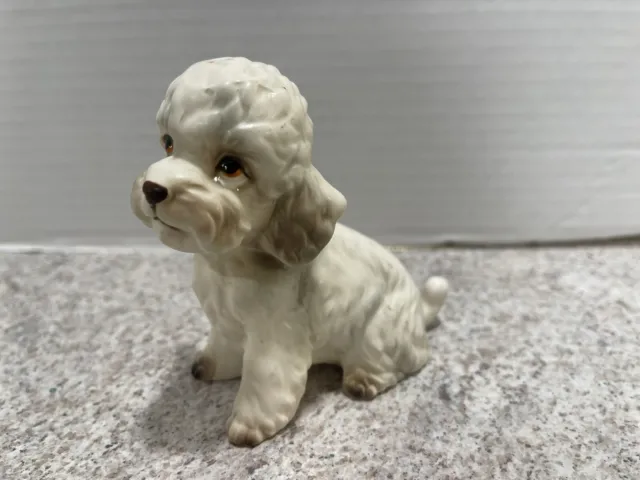 Vintage Mcm Poodle Figurine Napcoware White Ceramic Porcelain Dog Retro