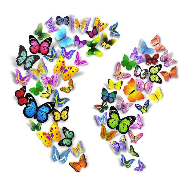 104PCS Butterfly Wall Decals for Wall-3D Butterflies Wall Stickers Bu...