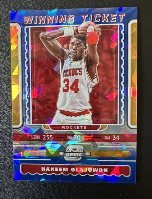 2019 Contenders Optic Winning Tickets Blue Cracked Ice Prizm Hakeem Olajuwon HOF