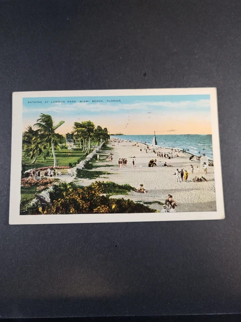 Postcard Bathing At Lummus Park Miami Florida Posted 1930 Divided Back 1888