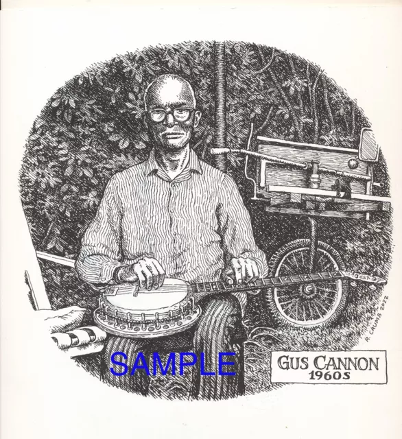 Signed R Crumb Giclee Print "Gus Cannon" 2023 Robert Blues  8.5" X 11"