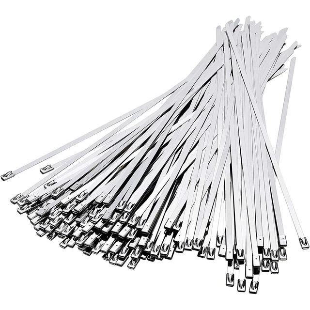 Collier de Serrage Inox 100 Pièces, 300mm×4,6mm Attache Câblées Acier Inoxydable