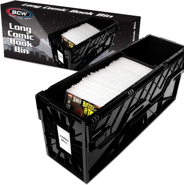 BCW Long Comic Book Bin - Black Holds 300 Standard Comic Books