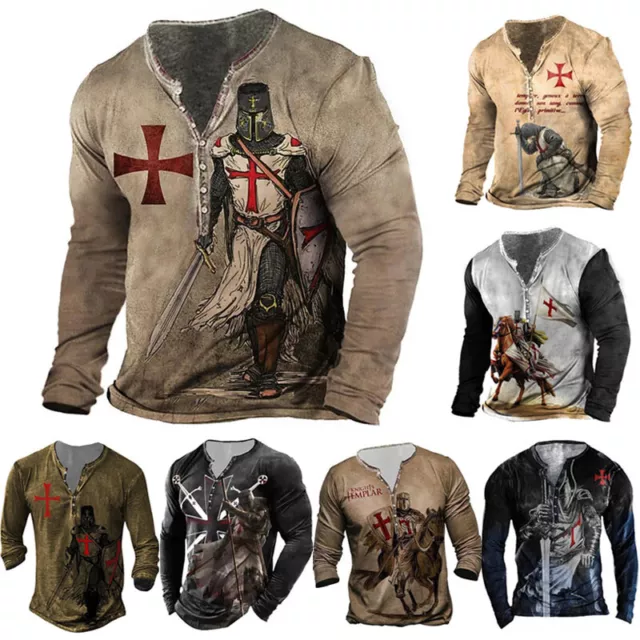 MEDIEVAL KNIGHTS TEMPLAR Crusade Men's 3D Printed Long Sleeve T-Shirts ...