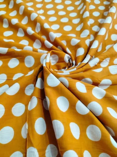 Indian Women Dressmaking Fabric Polka Dot Running Crafts Natural Sewing By Yard