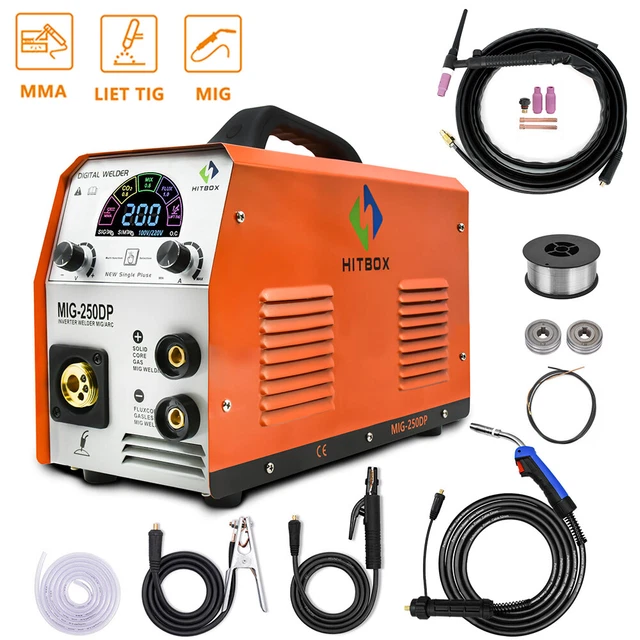 ALUMINUM MIG WELDER 250A HITBOX Gas No-Gas TIG MIG ARC Inverter Welding