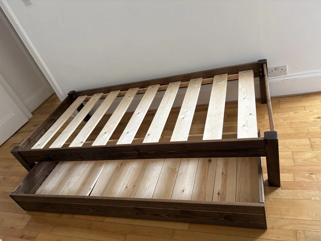 WOODEN SINGLE BED frame plus large under bed storage draw £208.72 ...