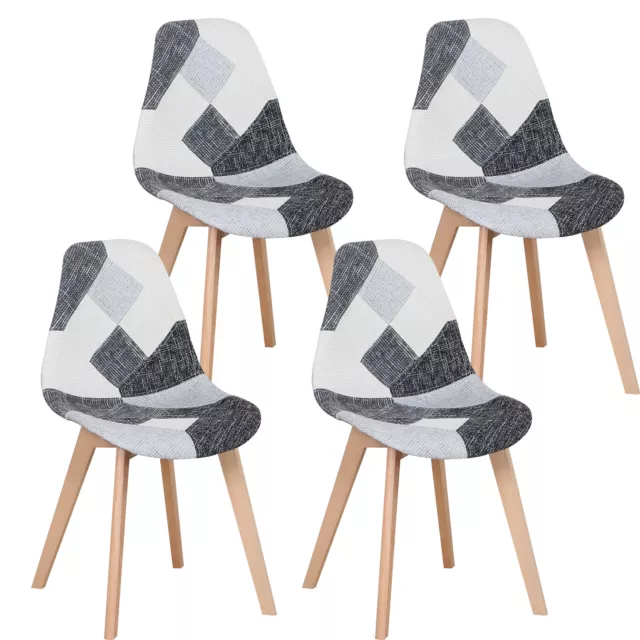 Pack de 4 Sillas de comedor Silla de cocina diseño nórdico Patchwork Gris