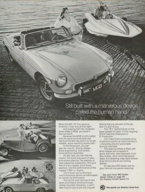 1973 MG MGB TC Convertible SCCA National Champion Power Boat Vintage Print Ad